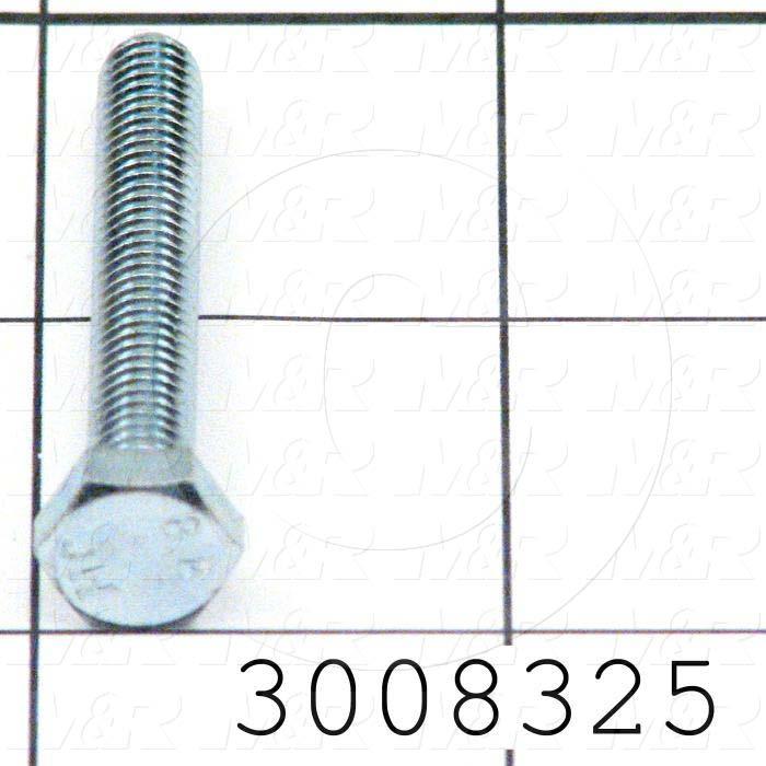 Machine Screws, Hex Head, Steel, Grade Class 8.8, Thread Size M6, Screw Length 40 mm, Full Thread Length, Right Hand, Zinc