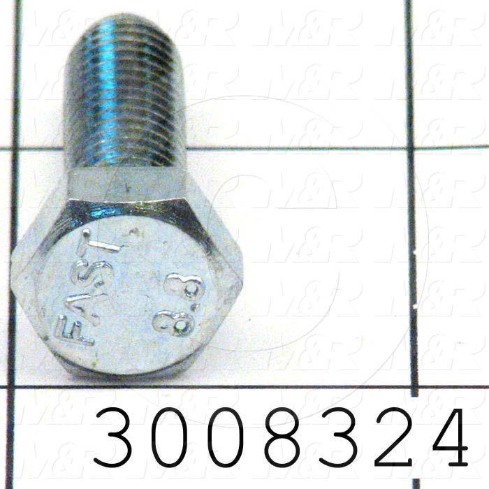 Machine Screws, Hex Head, Steel, Grade Class 8.8, Thread Size M8, Screw Length 25mm, Full Thread Length, Right Hand, Zinc