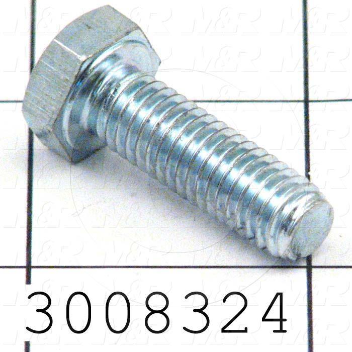 Machine Screws, Hex Head, Steel, Grade Class 8.8, Thread Size M8, Screw Length 25mm, Full Thread Length, Right Hand, Zinc