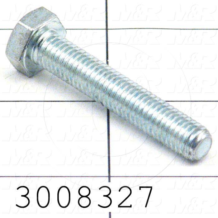 Machine Screws, Hex Head, Steel, Grade Class 8.8, Thread Size M8, Screw Length 45 mm, Full Thread Length, Right Hand, Zinc