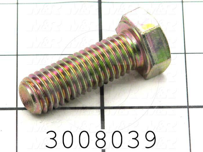 Machine Screws, Hex Head, Steel, Grade Class 8, Thread Size 1/2-13, Screw Length 1 1/2 in., Full Thread Length, Right Hand, Zinc