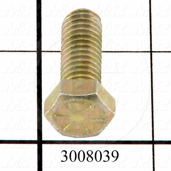Machine Screws, Hex Head, Steel, Grade Class 8, Thread Size 1/2-13, Screw Length 1 1/2 in., Full Thread Length, Right Hand, Zinc