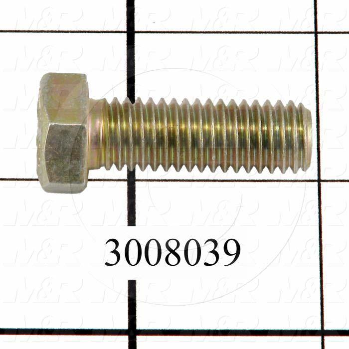 Machine Screws, Hex Head, Steel, Grade Class 8, Thread Size 1/2-13, Screw Length 1 1/2 in., Full Thread Length, Right Hand, Zinc