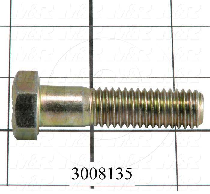 Machine Screws, Hex Head, Steel, Grade Class 8, Thread Size 1/2-13, Screw Length 2.00 in., Partial Thread Length, Right Hand, Zinc