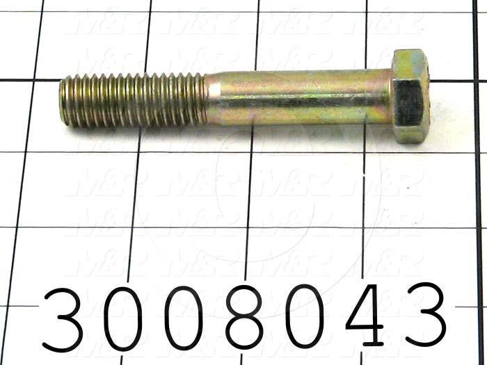 Machine Screws, Hex Head, Steel, Grade Class 8, Thread Size 1/2-13, Screw Length 3 in., Partial Thread Length, Right Hand, Zinc