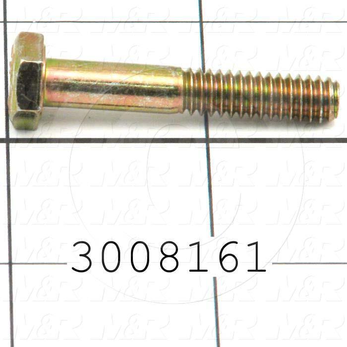 Machine Screws, Hex Head, Steel, Grade Class 8, Thread Size 1/4"-20, Screw Length 1 1/2 in., Full Thread Length, Right Hand, Zinc