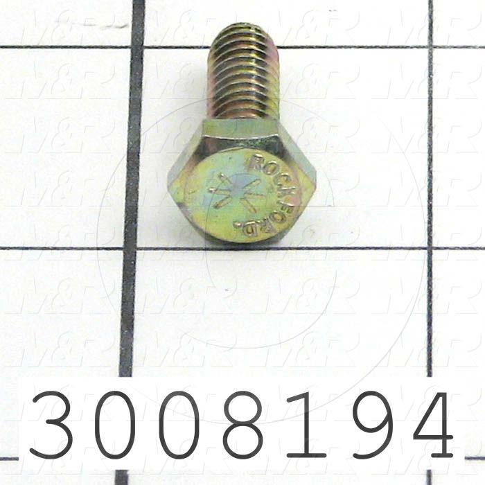 Machine Screws, Hex Head, Steel, Grade Class 8, Thread Size 1/4"-20, Screw Length 3/4", Full Thread Length, Right Hand, Zinc