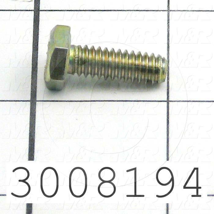 Machine Screws, Hex Head, Steel, Grade Class 8, Thread Size 1/4-20, Screw Length 3/4", Full Thread Length, Right Hand, Zinc
