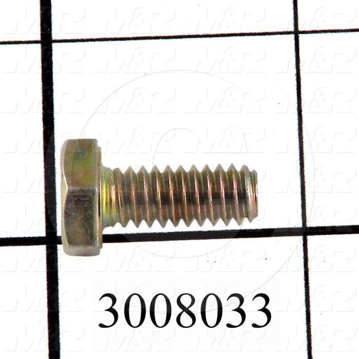 Machine Screws, Hex Head, Steel, Grade Class 8, Thread Size 1/4-20, Screw Length 5/8", Full Thread Length, Right Hand, Zinc