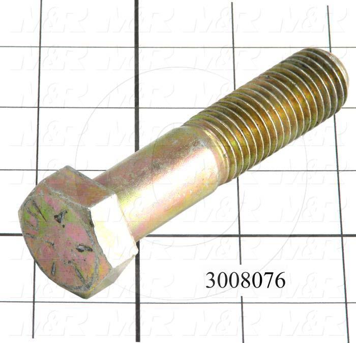 Machine Screws, Hex Head, Steel, Grade Class 8, Thread Size 3/4-10, Screw Length 3 in., Partial Thread Length, Right Hand, Zinc