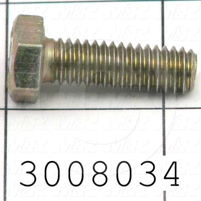 Machine Screws, Hex Head, Steel, Grade Class 8, Thread Size 5/16-18, Screw Length 1", Full Thread Length, Right Hand, Zinc