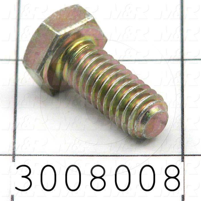 Machine Screws, Hex Head, Steel, Grade Class 8, Thread Size 5/16-18, Screw Length 3/4", Full Thread Length, Right Hand, Zinc