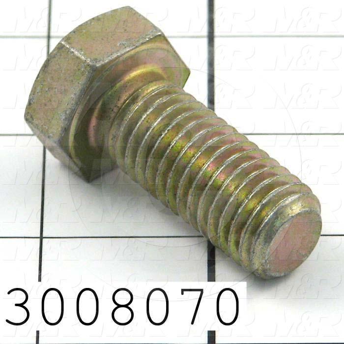 Machine Screws, Hex Head, Steel, Grade Class 8, Thread Size 5/8-11, Screw Length 1 1/2 in., Full Thread Length, Right Hand, Zinc