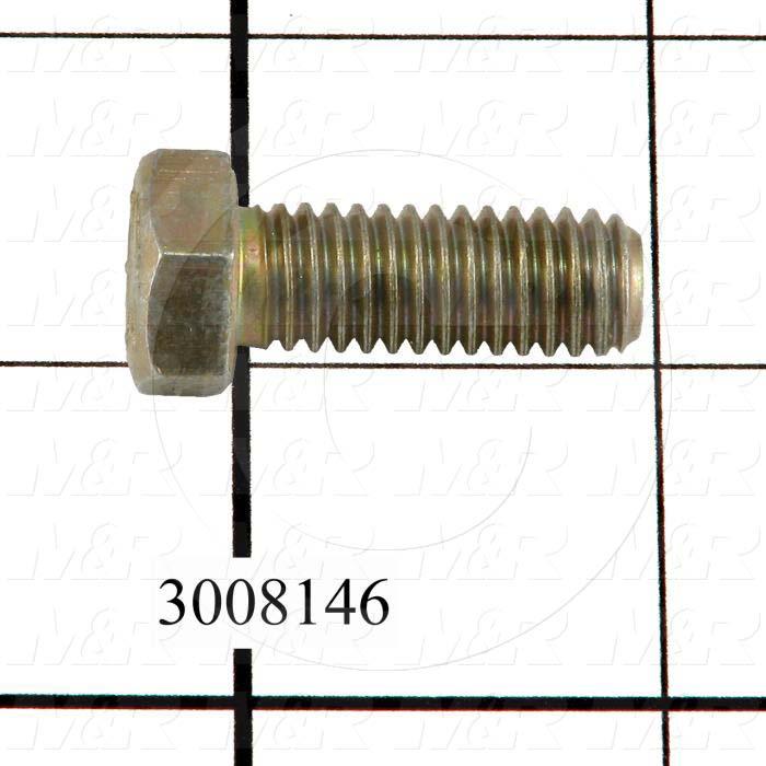 Machine Screws, Hex Head, Steel, Grade Class 8, Thread Size 9/16-12, Screw Length 2.00 in., Full Thread Length, Right Hand, Zinc