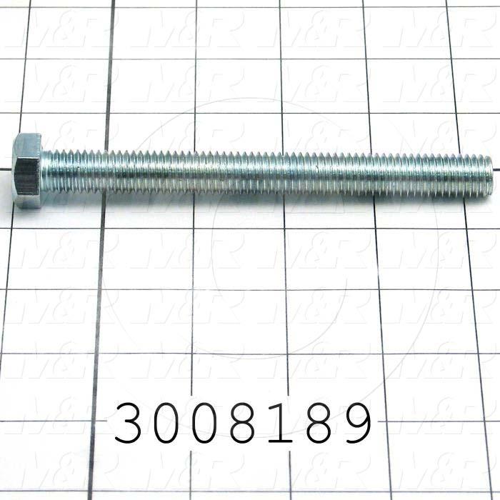 Machine Screws, Hex Head, Steel, Thread Size 1/2-13, Screw Length 5 in., Full Thread Length, Right Hand, Zinc