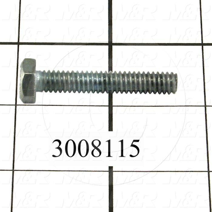 Machine Screws, Hex Head, Steel, Thread Size 1/4-20, Screw Length 1 1/2 in., Full Thread Length, Right Hand, Zinc