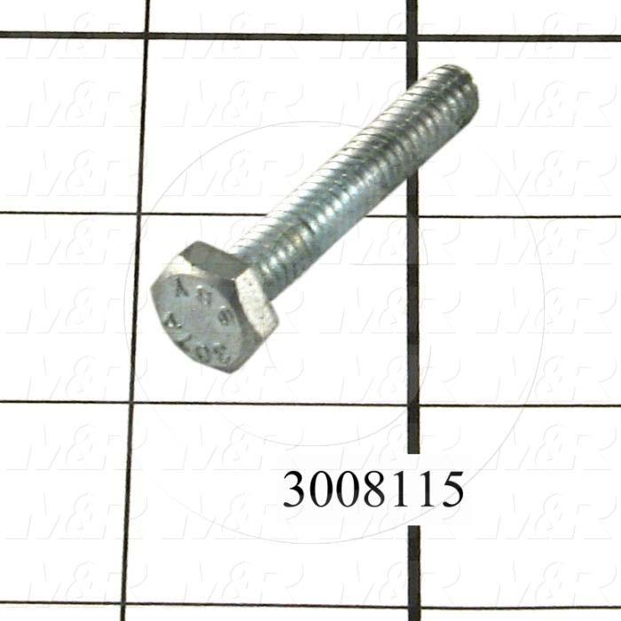 Machine Screws, Hex Head, Steel, Thread Size 1/4"-20, Screw Length 1 1/2 in., Full Thread Length, Right Hand, Zinc