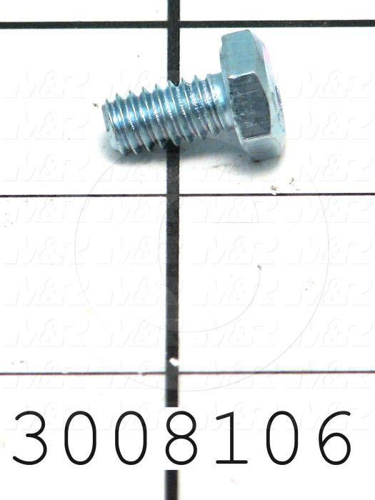 Machine Screws, Hex Head, Steel, Thread Size 1/4-20, Screw Length 1/2 in., Full Thread Length, Right Hand, Zinc