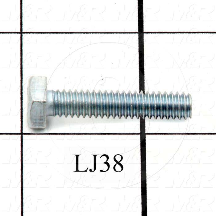 Machine Screws, Hex Head, Steel, Thread Size 1/4-20, Screw Length 1.25 in., 1.25" Thread Length, Right Hand, Zinc
