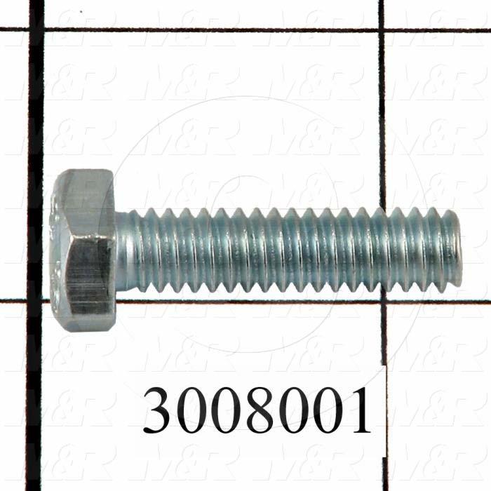 Machine Screws, Hex Head, Steel, Thread Size 1/4-20, Screw Length 1", Full Thread Length, Right Hand, Zinc