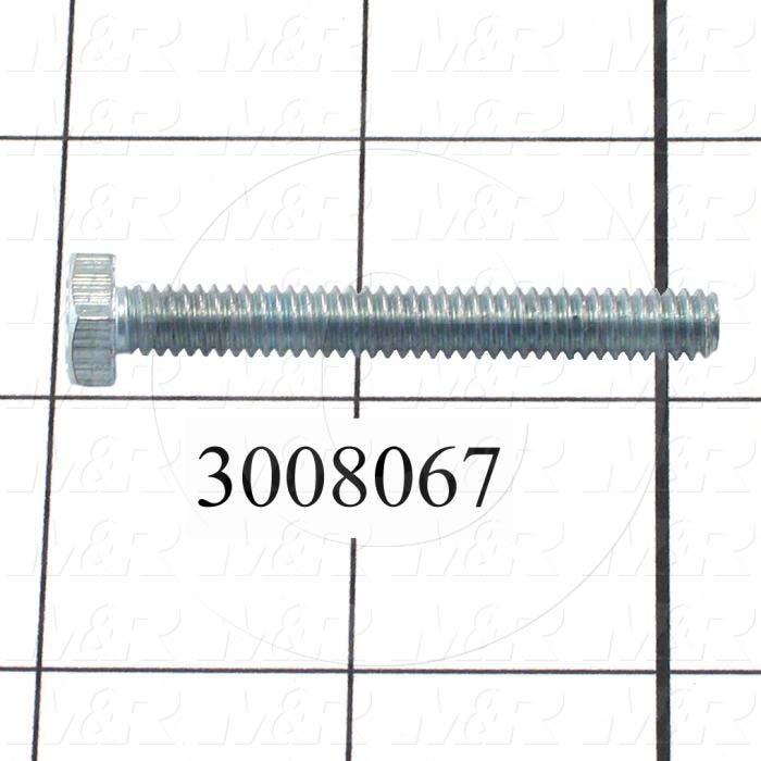 Machine Screws, Hex Head, Steel, Thread Size 1/4"-20, Screw Length 2.00 in., Full Thread Length, Right Hand, Zinc