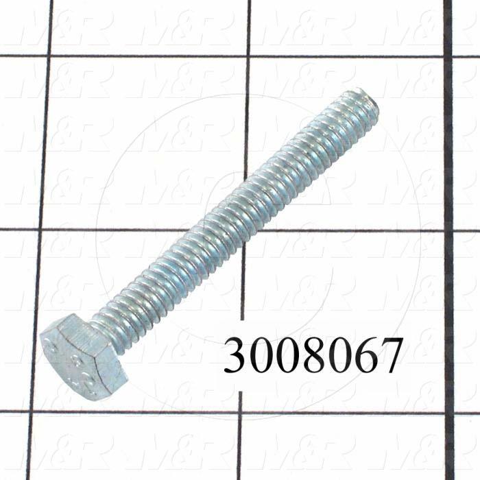 Machine Screws, Hex Head, Steel, Thread Size 1/4"-20, Screw Length 2.00 in., Full Thread Length, Right Hand, Zinc
