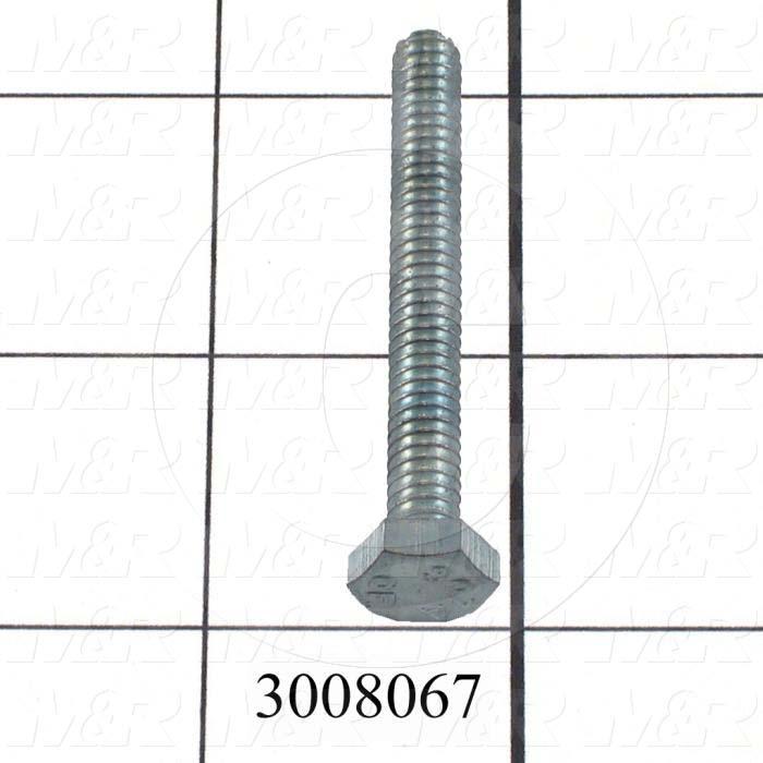 Machine Screws, Hex Head, Steel, Thread Size 1/4-20, Screw Length 2.00 in., Full Thread Length, Right Hand, Zinc