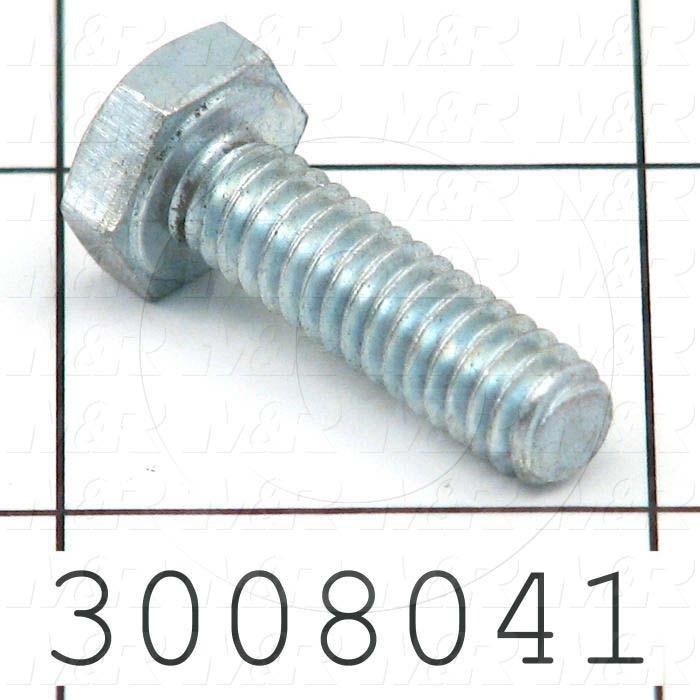 Machine Screws, Hex Head, Steel, Thread Size 1/4-20, Screw Length 7/8 in., Full Thread Length, Right Hand, Zinc