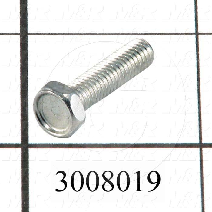 Machine Screws, Hex Head, Steel, Thread Size 10-24, Screw Length 5/8", Full Thread Length, Right Hand, Zinc