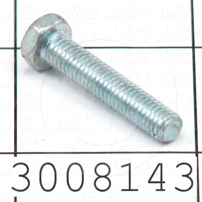 Machine Screws, Hex Head, Steel, Thread Size 10-32, Screw Length 1", Full Thread Length, Right Hand, Zinc