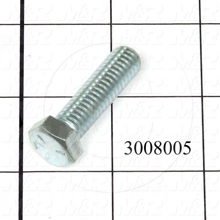 Machine Screws, Hex Head, Steel, Thread Size 3/8-16, Screw Length 1 1/2 in., Full Thread Length, Right Hand, Zinc