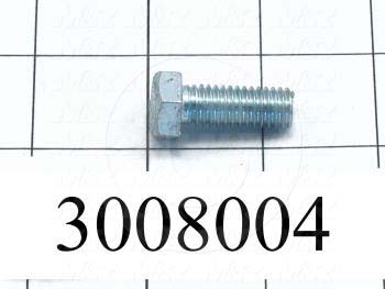 Machine Screws, Hex Head, Steel, Thread Size 3/8-16, Screw Length 1", Full Thread Length, Right Hand, Zinc