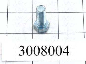 Machine Screws, Hex Head, Steel, Thread Size 3/8-16, Screw Length 1", Full Thread Length, Right Hand, Zinc