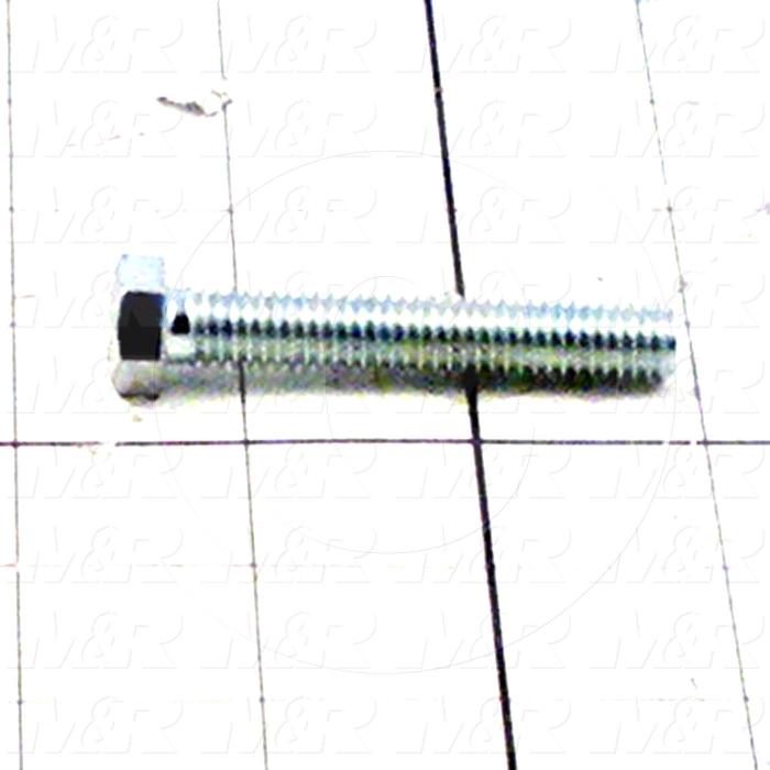 Machine Screws, Hex Head, Steel, Thread Size 3/8-16, Screw Length 2 1/4", Full Thread Length, Right Hand, Zinc