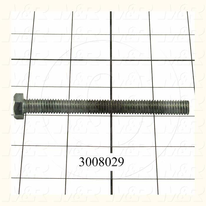 Machine Screws, Hex Head, Steel, Thread Size 3/8-16, Screw Length 4 in., Full Thread Length, Right Hand, Zinc