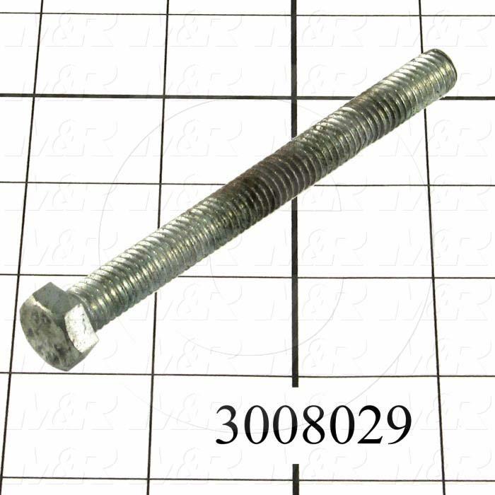 Machine Screws, Hex Head, Steel, Thread Size 3/8-16, Screw Length 4 in., Full Thread Length, Right Hand, Zinc