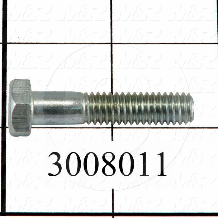 Machine Screws, Hex Head, Steel, Thread Size 5/16-18, Screw Length 1 1/2 in., Partial Thread Length, Right Hand, Zinc