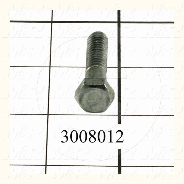 Machine Screws, Hex Head, Steel, Thread Size 5/16-18, Screw Length 1 1/4 in., Partial Thread Length, Right Hand, Zinc