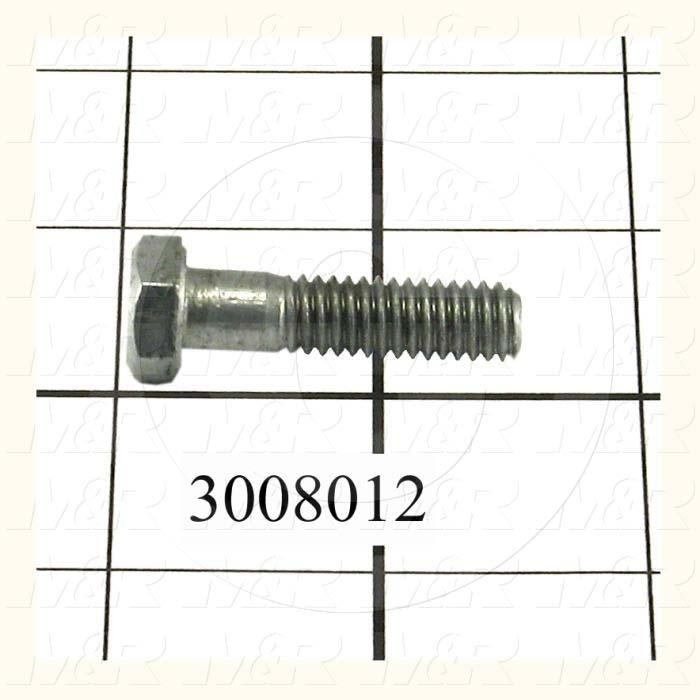Machine Screws, Hex Head, Steel, Thread Size 5/16-18, Screw Length 1 1/4 in., Partial Thread Length, Right Hand, Zinc