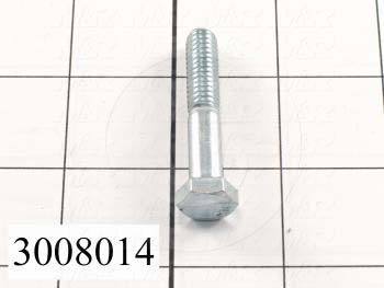 Machine Screws, Hex Head, Steel, Thread Size 5/16-18, Screw Length 1 3/4", Partial Thread Length, Right Hand, Zinc