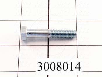 Machine Screws, Hex Head, Steel, Thread Size 5/16-18, Screw Length 1 3/4", Partial Thread Length, Right Hand, Zinc