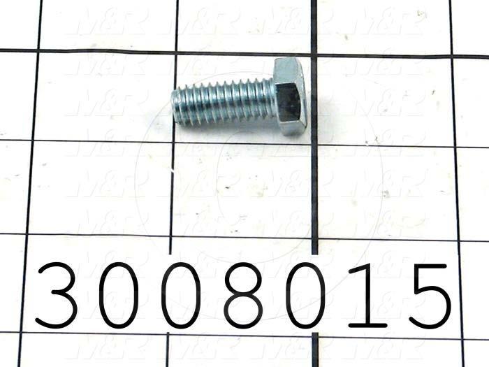 Machine Screws, Hex Head, Steel, Thread Size 5/16-18, Screw Length 3/4", Full Thread Length, Right Hand, Zinc