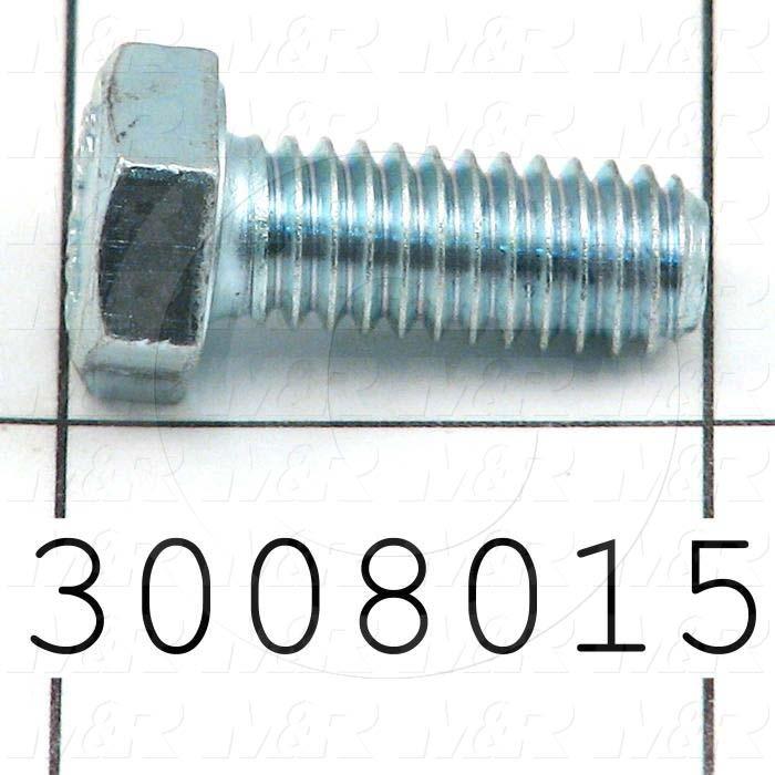 Machine Screws, Hex Head, Steel, Thread Size 5/16-18, Screw Length 3/4", Full Thread Length, Right Hand, Zinc