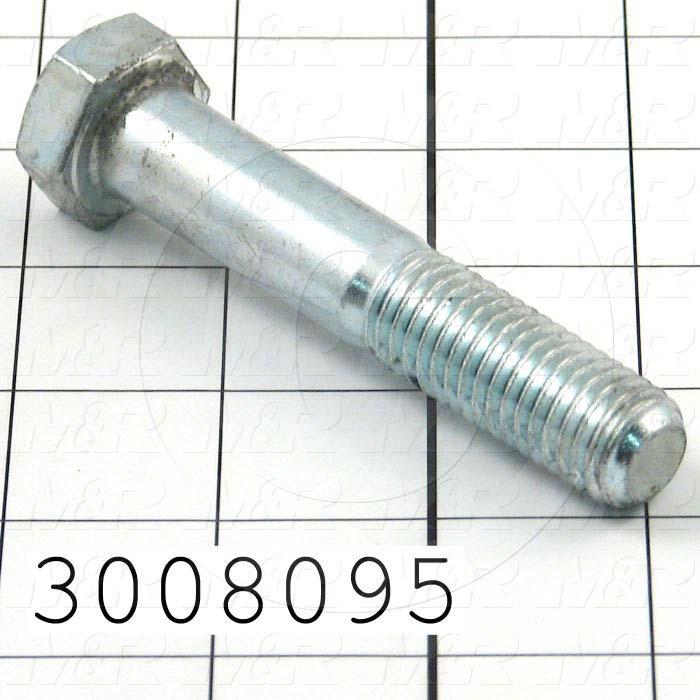 Machine Screws, Hex Head, Steel, Thread Size 5/8-11, Screw Length 3 1/2", Partial Thread Length, Right Hand, Zinc