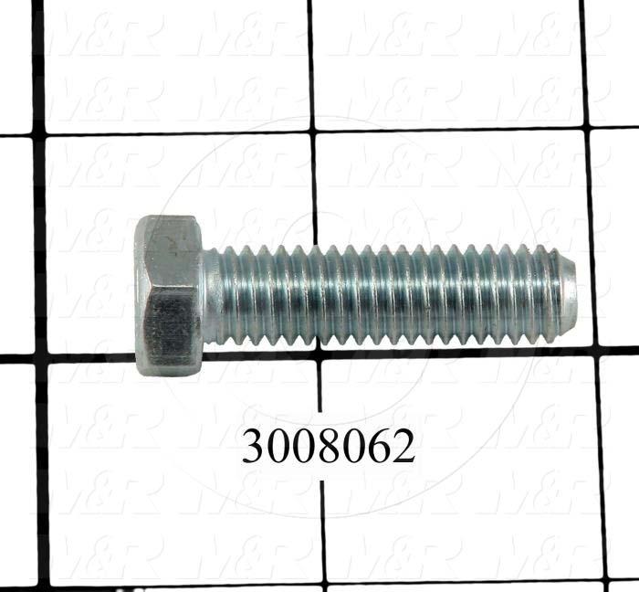 Machine Screws, Hex Head, Steel, Thread Size 7/16-14, Screw Length 2.00 in., Full Thread Length, Right Hand, Zinc