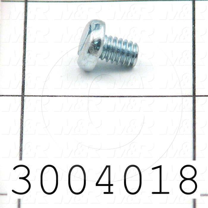 Machine Screws, Pan Phillips Head, Steel, Thread Size 8-32, Screw Length 1/4 in., Full Thread Length, Right Hand, Zinc