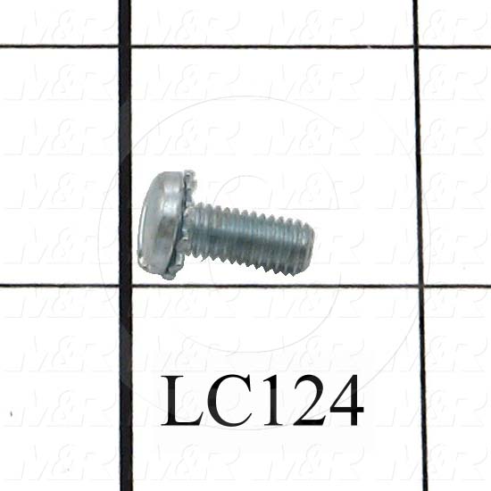 Machine Screws, Pan Slotted Head, Steel, Thread Size 10-32, Screw Length 1/2 in., Full Thread Length, Right Hand, Zinc, With Locking Washer