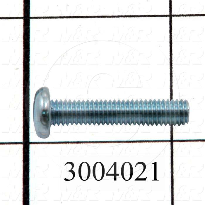 Machine Screws, Pan Slotted Head, Steel, Thread Size 10-32, Screw Length 1", Full Thread Length, Right Hand, Zinc