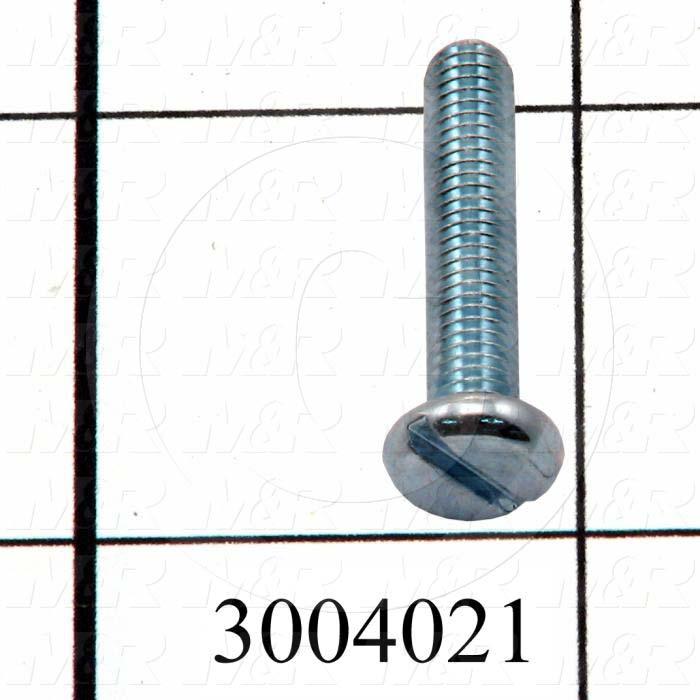 Machine Screws, Pan Slotted Head, Steel, Thread Size 10-32, Screw Length 1", Full Thread Length, Right Hand, Zinc