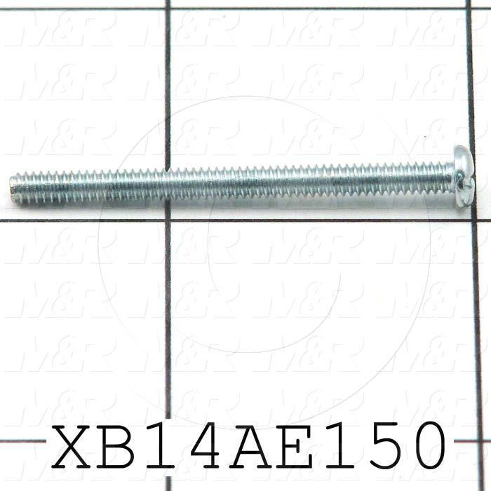 Machine Screws, Pan Slotted Head, Steel, Thread Size 4-40, Screw Length 1 1/2 in., Full Thread Length, Right Hand, Zinc